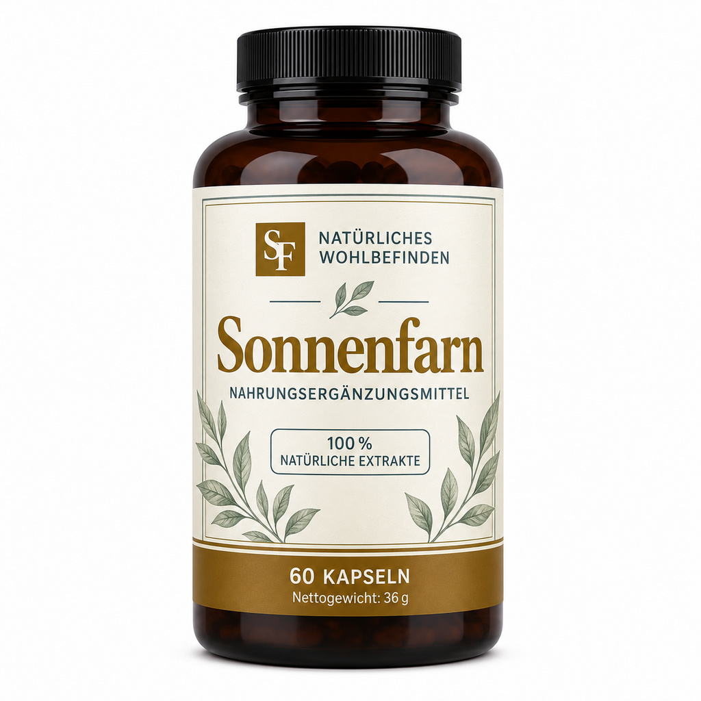 Sonnenfarn – Produktverpackung in einer Studioaufnahme